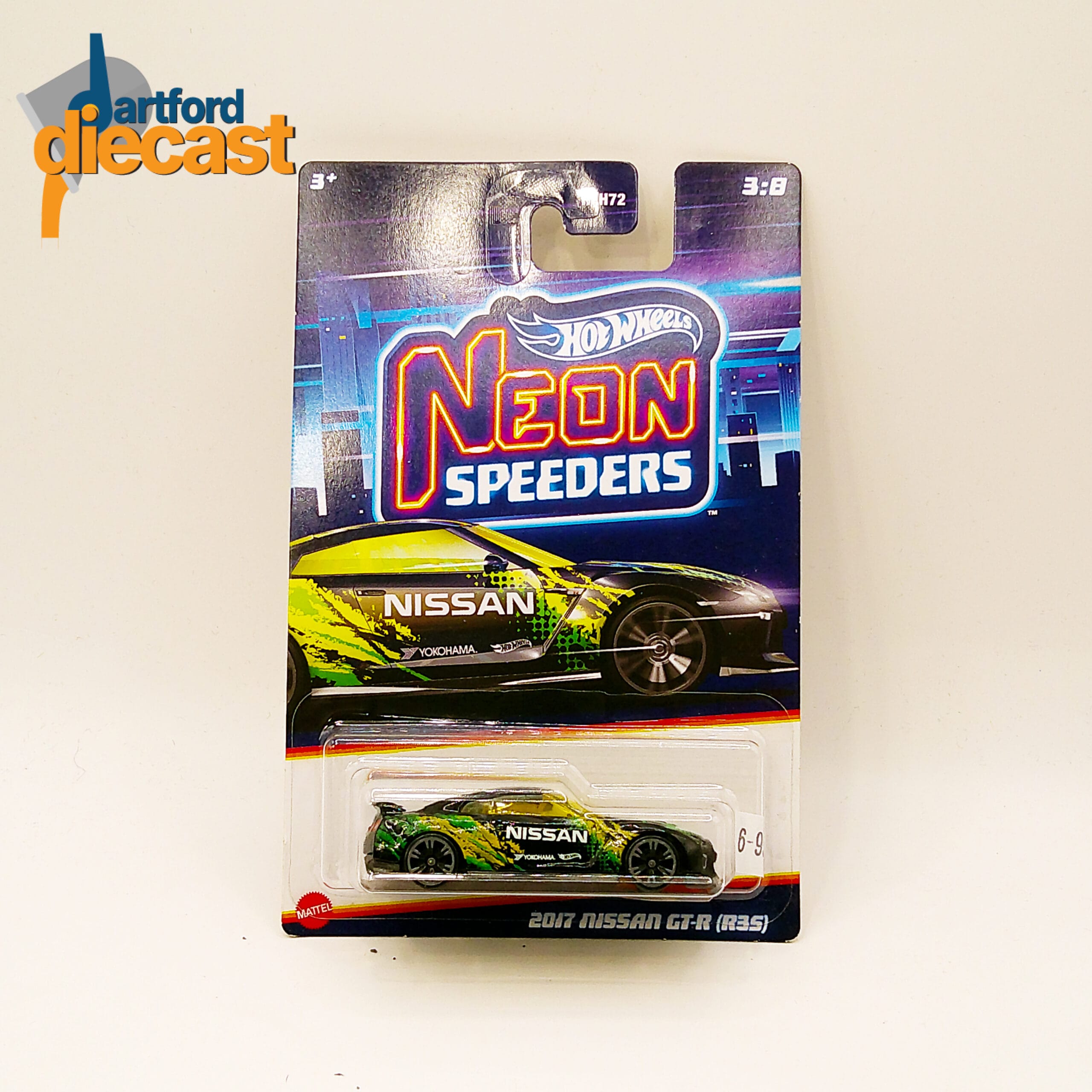 HotWheels 1/64 Scale Neon Speeders 2017 Nissan GT-R35