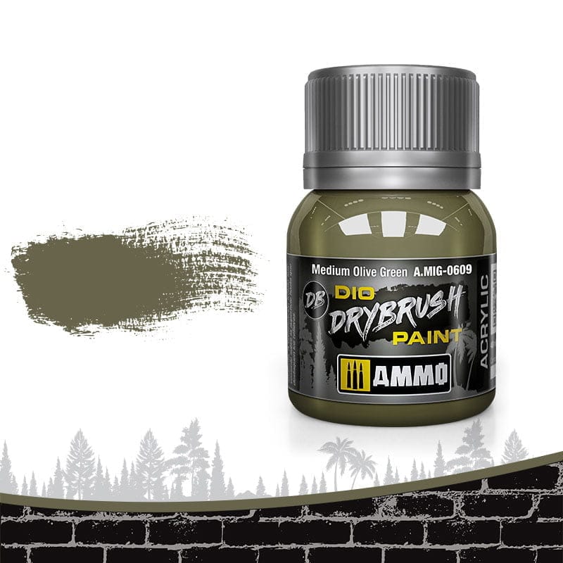 Ammo 0609 Dry Brush Paint - Medium Olive Green