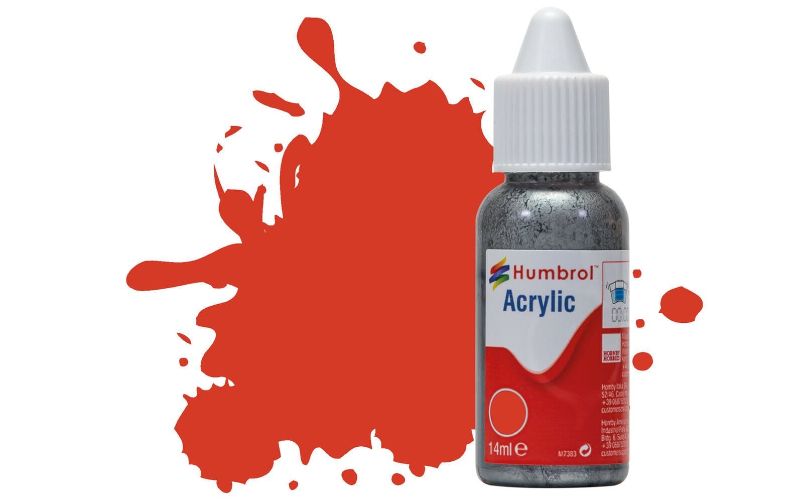 Humbrol Acrylic No.174 Signal Red Satin 14ml Acrylic Paint Dropper Bottle